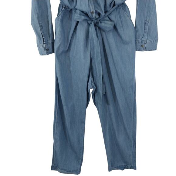 OLD NAVY! BLUE CHAMBRAY LIGHTWEIGHT, BELTED TIE WAIST JUMPSUIT, ONESIE! SZ XL - Picture 4 of 9